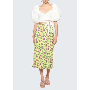NWT Miumiu Floral-Print Laced Georgette Midi Skirt
